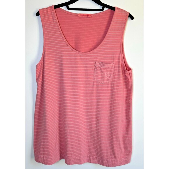 Fresh Produce Pink Stripe Tank Top Womens Large Sleeveless Coastal Beach USA - Picture 1 of 10